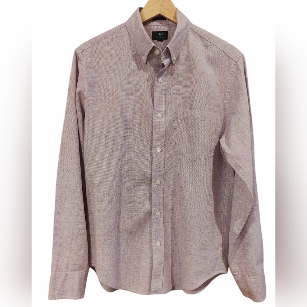 J.Crew Woven Cotton Linen Purple Button Down Shirt Men's